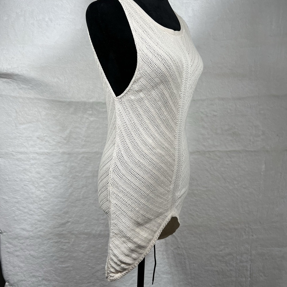 Elie Tahari Off White Sleeveless Crochet Tunic Dress Women Medium Boho Beach Y2K